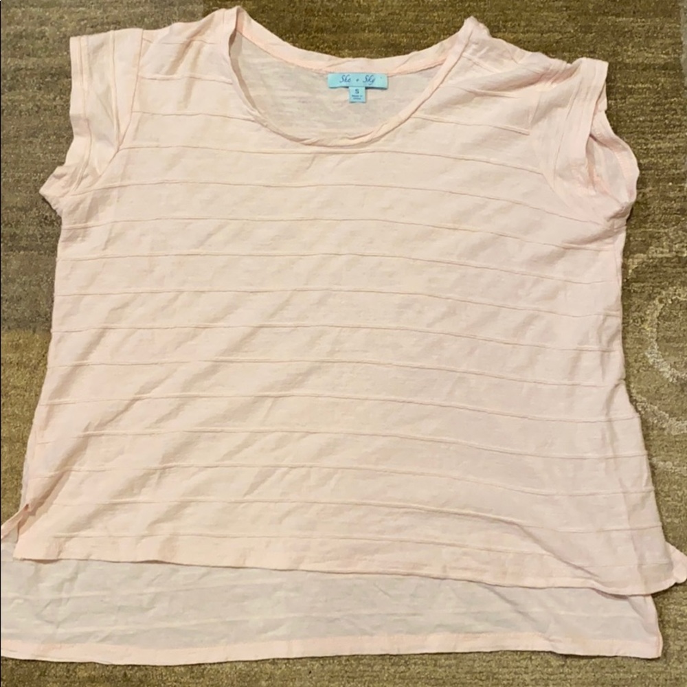 ~She and Sky~ Pink Pleated Hi-Low Top